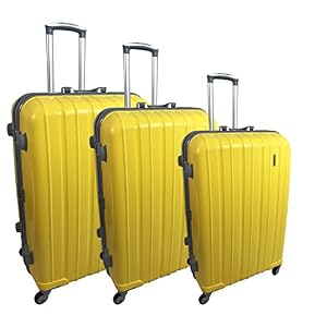 Mojawo 3-TLG Hatschalenkofferset Kofferset Reisekofferset Reiseset Trolley Trolly Reise Set PP Gelb Koffer Mojawo 3-TLG Hatschalenkofferset Kofferset Reisekofferset Reiseset Trolley Trolly Reise Set PP Gelb Koffer