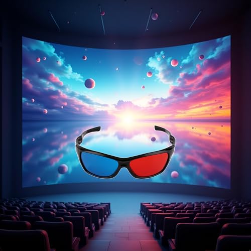 SquarezhenBo 1Pc Anaglyph Red Blue 3D Glasses for 3D Movie Comic,Large Frame,Clearer,Brighter 3D Viewing Glasses Accessories