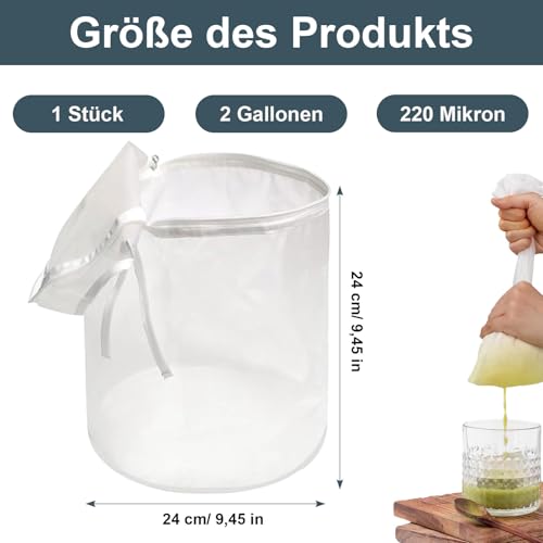 Bubble Bags, 2 Gallonen 220 Mikron Bubble Bag, Filterbeutel Siebbeutel, Essenz Extraction Beutel Kit, für Saft Gemüsesaft Kaffee und Milch