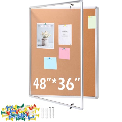 Cholemy Tablón de anuncios cerrado de 48 x...
