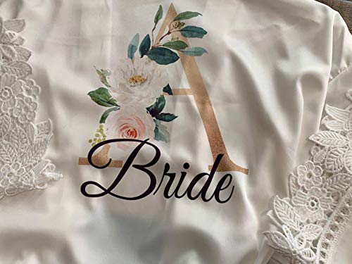 image for Glam Bridal Gifts Women Kimono Robe Satin Bridal Dressing Gown Bride B