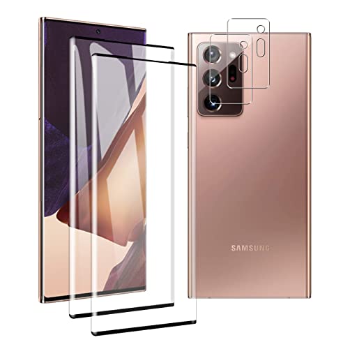 【2+2Pack】Seninhi for Galaxy Note 20 Ultra Screen Protector Tempered Glass [ Screen Protector X2] [Camera Lens Protector X2] Note 20 Ultra HD Clear Anti-Scratch Bubble Free [Works While Docking] - 0.3mm Thickness Bubble Free Ultra Clear 9H Hardness Anti-Scratch Shatterproof Anti-Fingerprint