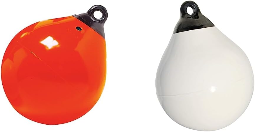 Taylor Made Tuff End Buoy, Orange (18″) – Flexible, Strong, Marine-Grade Vinyl Buoy for 25-40 Foot Boats & Tuff End Buoy, White (9″) –Marine-Grade Vinyl Buoy for 25-40 Foot Boats