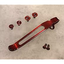 Translucent RED Titanium Deep Carry Pocket Clip & Screws Set For Spyderco Para 3