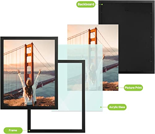 Golden State Art, 18X24 Picture Frame With Plexiglass, Fit For 18 By 24 Inch Pictures, Puzzle, Poster, Artwork - Horizontal And Vertical Display For Wall - Set Of 2 (Black) #TOP5