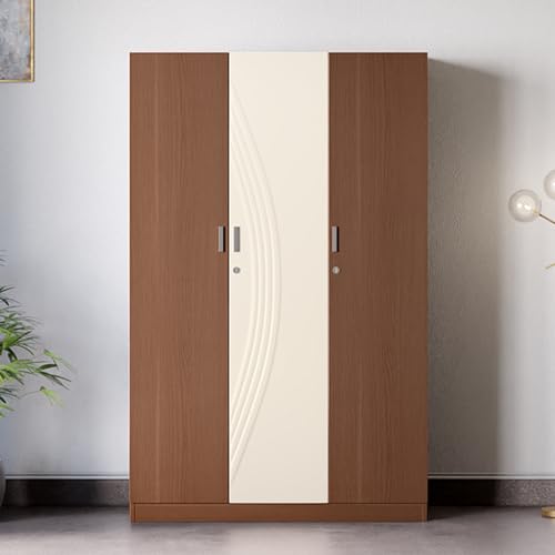 Image of Godrej Interio Wardrobe Allura 3-Door Engineered Wood Wardrobe for Clothes (Dark Walnut), 10 Shelves, 1 Drawer