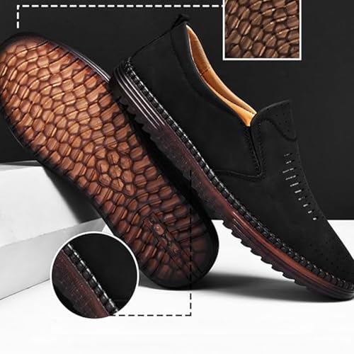 Men's Handmade Leather Loafers Comfortable Cowhide Slip-On Breathable Anti-Slip Summer Driving Shoes4