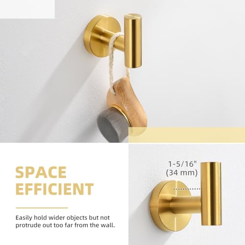Image of Angle Simple Towel Hook for Bathroom, Bath Towel Holder, Brushed Dark Gold