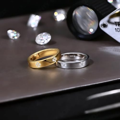 Moissanite rings for women Clover Moissanite 18k Gold Plated Wedding Band Ring For Women S925 Silver Engagement Party Jewelry Gift-N152