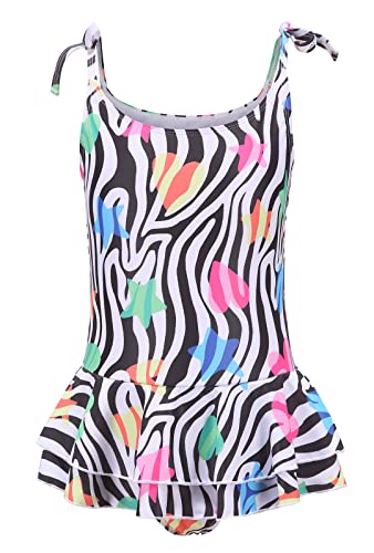 Image of Girls One Piece Swimsuits Halter Ruffled Bathing Suit for Kids Hawaiian Swimwear Leopard Swim Dress 3-16 Years