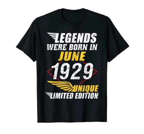 Cumpleaños Junio 1929 Edición Limitada Regalo Legend June Camiseta
