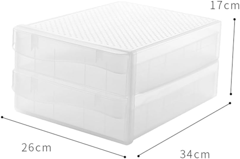 LIFKOME 1Pc Stackable Transparent Plastic Egg Tray Dumpling Storage Box for Refrigerator Holds Up to Eggs Durable Design for Freshness Fridge Organizer