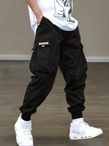 Boys Kids Cargo Pants with Pockets Elastic Waist Youth Casual Baggy Trousers Loose Lounge Jogger Sweatpants for 13-16Y2