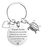 Nogeqi Schlüsselanhänger Schildkröte, Edelstahl Schildkröte Kuscheltier Anhänger Travel Turtle Keychain Mit Herz Und Gravur Für Handtaschen Zubehör Geschenke Frauen Familie Freunde Kollegen