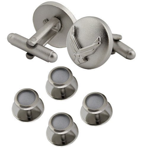 USAF Air Force Eagle Device Cufflinks and Studs Formal Set in Silver with Presentation Gift Box - Airforce Cufflinks Studs Tuxedo2