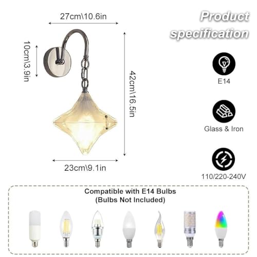 Lámpara de estrella para dormitorio y estudio con diseño de cristal de cobre colgante 3