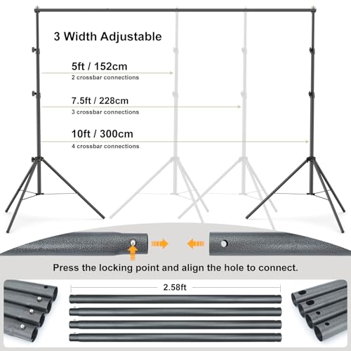 Image of LINCO Lincostore Backdrop Support Stand Kit 10x6.5ft Adjustable Photography Studio Photo Background Support System with Carrying Bag for Green Screen Muslin, 4171 (10ft Wide 7ft high)