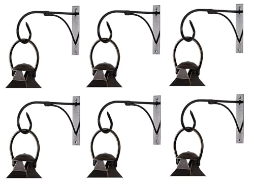 Image of Iron Hooks for Lanterns, Planters, Bird Feeders & Coats - Indoor /Outdoor Wall Brackets, Hanging Hook Hangers for Home Decor (6, Black)