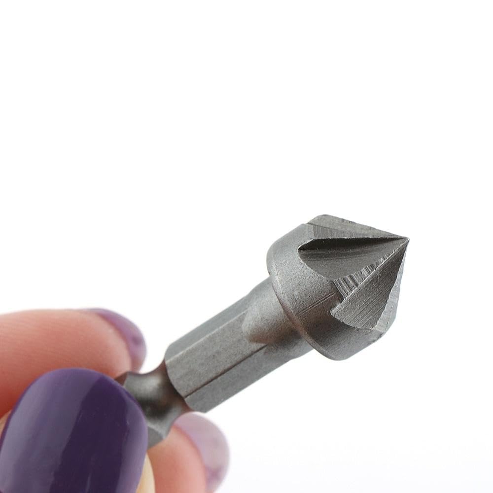 2pcs 90 Degree Countersink Drill Chamfer Bit 1/4" Hex Shank Carpentry Woodworking Angle Point Bevel Cutting Cutter Remove Bur