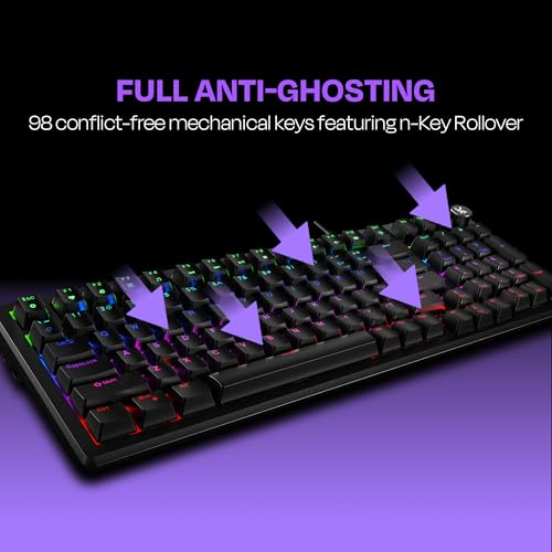 Image of Kreo Hive Wired Full Size RGB Backlight Gaming Mechanical Keyboard, Customizable RGB, Mechanical Switches,5-Pin Hot Swap, NKRO, Metal Volume Knob, All Black Keycaps (All Black, Blue Switch)