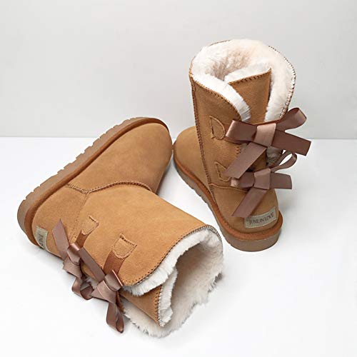JOY IN LOVE Women's Snow Boots for Winter Mid-Calf high Back Bows3