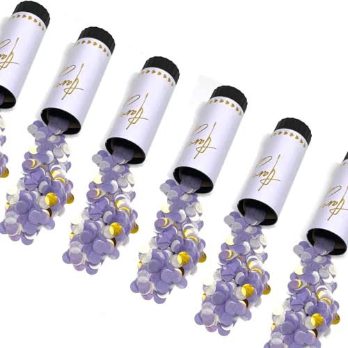 Konfettikanonen Set, Konfetti Bombe, Konfetti Shooter, (Confetti-Push-Pop/Konfettikanone/Popper/Konfettibombe) für Hochzeit, Geburtstag, Silvester und sonstige Partys (Lila 6 Stück)