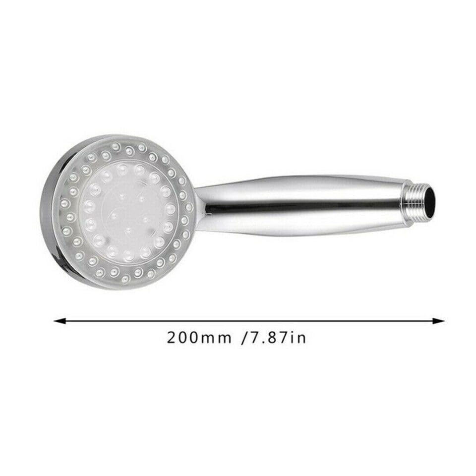 Regadera manual con luces LED cambiantes 7 colores cromada miniatura 2