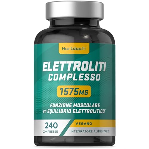 Elettroliti Integratore 1575mg | 240 Compresse Vegan | Complex 5 Elettroliti Cloruro, Sodio, Potassio, Calcio, Magnesio | di Horbaach