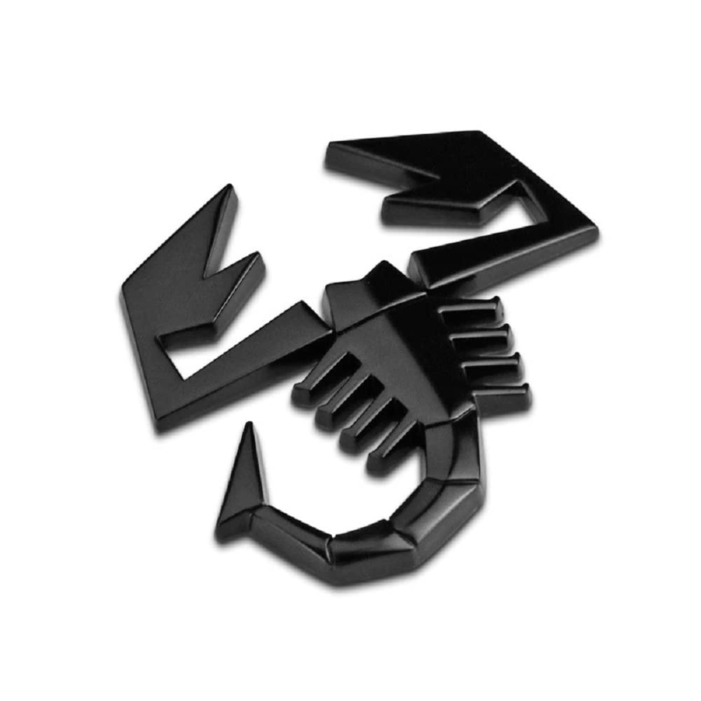 1 Stemma Logo Emblema Adesivo Scorpione Compatibile per Abarth 500 595 695 124 Fiat Grande Punto Bravo Stilo 3D in Metallo Massiccio Nero Posteriore Laterale