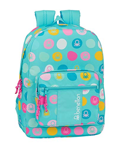 Safta 612051754 Mochila Grande Adaptable a Carro Benetton  Topos Turquesa