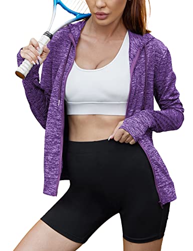 SoTeer Women Workout Jacket Warm Up Jackets Running Zipper Track Tops Thumb Holes Activewear, Purple, XL SoTeer Women Workout Jacket Warm Up Jackets Running Zipper Track Tops Thumb Holes Activewear, Purple, XL