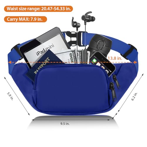 Image of Large Fanny Pack for Women Men - Syican Waist bag with 3-Zipper Pockets Sky blue+Extended Belt