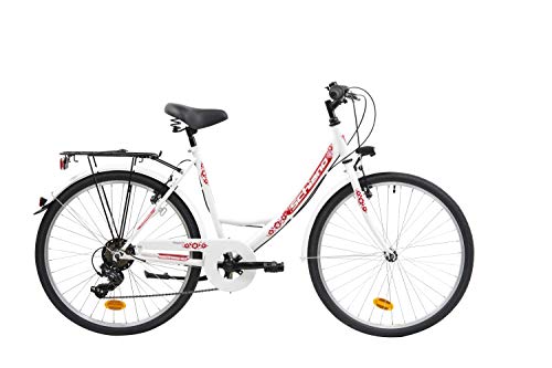 F.lli Schiano Elegance Bicicleta Urbana, Women's, Blanco-Rojo, 26''