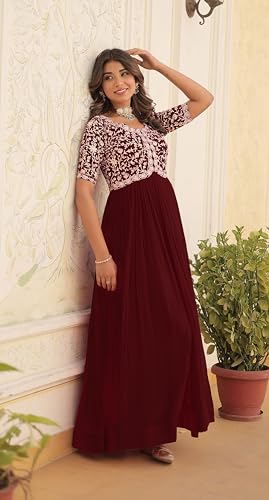 Image of Fashion Basket Georgette Embroidered Anarkali Gown for Women