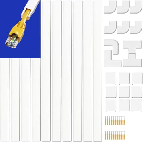 Evdkdif 400cm Cable Cover for TV Cable Self Adhesive Pvc Trunking White Cord Cover Concealer On-Wall Wire Cable Hider Cable Management