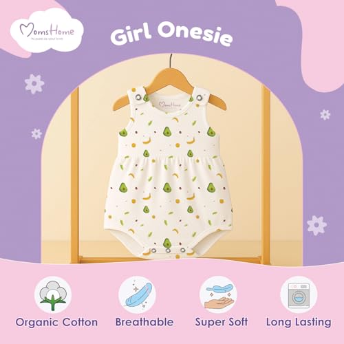 Image of MOM'S HOME Girls Frock Style Onesie | Stylish Organic Cotton Baby Dress Bodysuit for Newborn & Infant Girls | Pack of 1