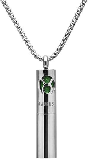 Unisex Stainless Steel Cylinder Zodiac Constellation Sign Necklaces Aromatherapy Pendant Locket Necklace
