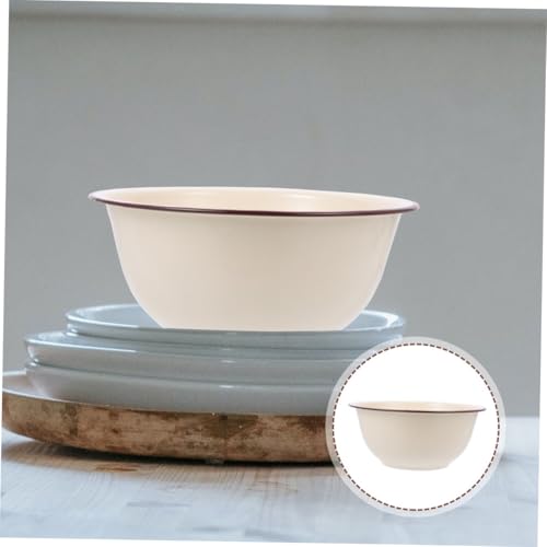 Cabilock Tazón Esmaltado Retro Blanco Marfil para Cocina miniatura 7