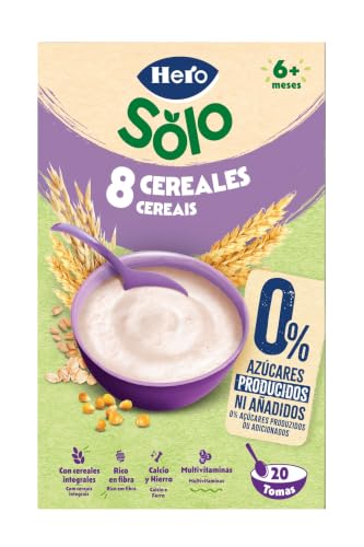 Hero Baby Papilla 8 Cereales Sin Azúcares Añadidos ni producidos para Bebés a partir 6 meses 340g