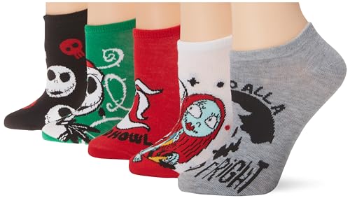 Disney Womens Nightmare Before Christmas Holiday 5 Pack No Show Socks