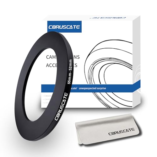 55mm a 52mm Adattatore anello filtro compatibile con tutti gli obiettivi da 55mm con 52mm UV ND CPL + 1 panno per la pulizia dellobiettivo 55mm a 52mm