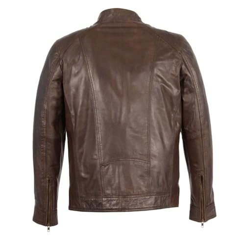 Milwaukee Leather Men's Saddle Color Lambskin Motorcycle Fashion Leather Jacket SFM18602