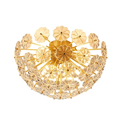 Petit cadeau déco luminaire suspendu doré et cristal de verre élégant pour la maison