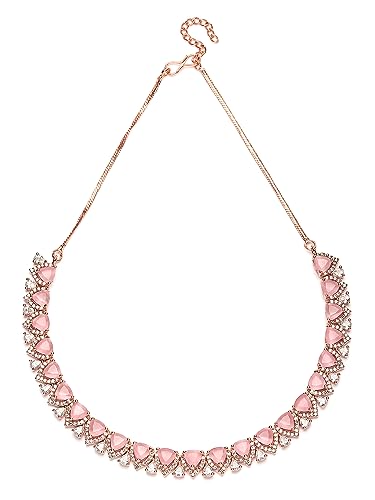 Image of Karatcart Silver Tone Green American Diamond Studded Necklace Set for Women