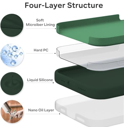 Image of Elzzi Microfiber Logo Cut Cover Compatible for iPhone 13 Pro Max Case Cushion Liquid Soft Silicone Gel Rubber Cases Full Body Protective Shockproof Back Cover 6.7 inch, Forest Green