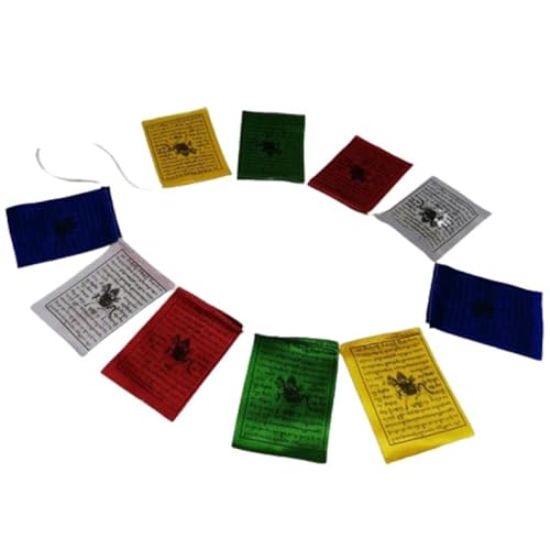 Valmoni Sport Banderas Tibetanas de Oración 10X8 cm Rollo 10 Mantras Positivos Bandera para ofrendas con los 5 Colores