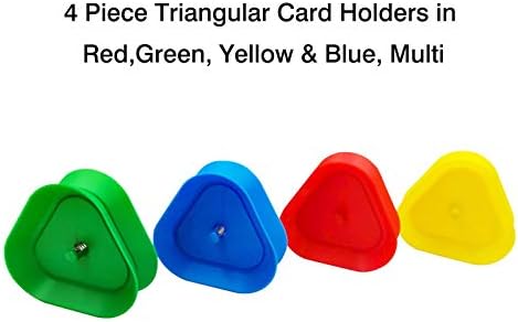 aniceday 4pcs Hands Free Playing Card Holder Plastic Holders Triangular Cards Kids Games For Canasta, Poker Parties, Family Game Nights, Yellow,blue,green,red
