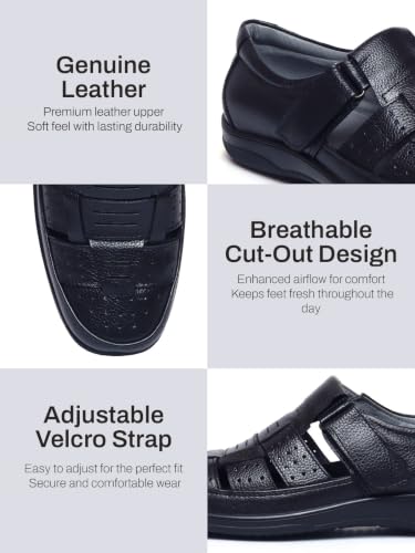 Image of Zoom Shoes Genuine Tinted Leather Casual Sandal For Men ZA-2337 | Comfortable /Ventilated Sandal With Anti-Slip Technology, Flexible Sole And Memory Cushion Padded Insole