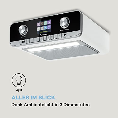 auna Connect Soundchef MKII Küchen-Unterbauradio, Bluetooth Freisprech-Einrichtung, Ambientelicht, 2,4" TFT-Farbdisplay, WiFi, Spotify Connect, DAB+/UKW/Internetradio, AUX-In, Fernbedienung, weiß – Bild 8