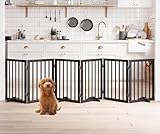 The Menifest | Wooden Freestanding Foldable Pet Gate for Dogs and Kids, Over Fence, Dog Gate Barrier, Dog Partition for Your pet and Baby Protection (6-Panel Brown)